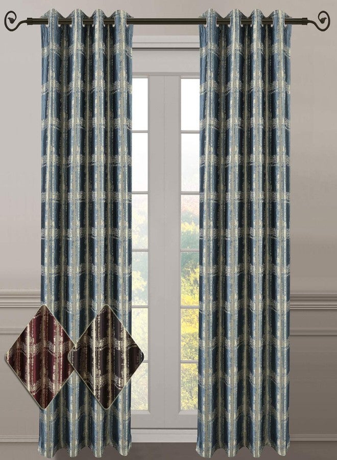 Royal Bedding ستائر رويال بيدينج ستوديو بورغندي، بحلقات علوية، بنقشة جاكار تجريدية، طقم من قطعتين، مقاس كل قطعة 52 × 63 بوصة - Image 3